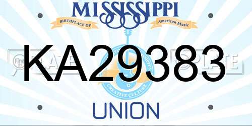 KA29383 Mississippi License Plate