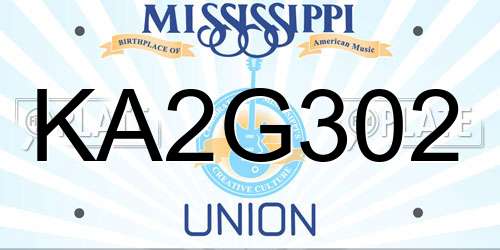 KA2G302 Mississippi License Plate