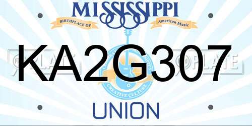 KA2G307 Mississippi License Plate