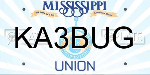 KA3BUG Mississippi License Plate