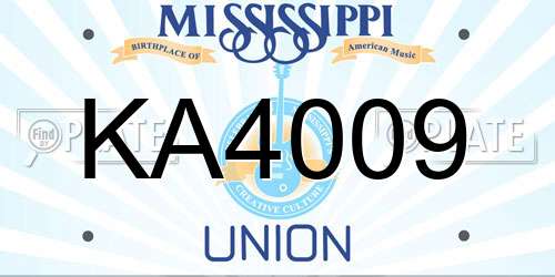 KA4009 Mississippi License Plate