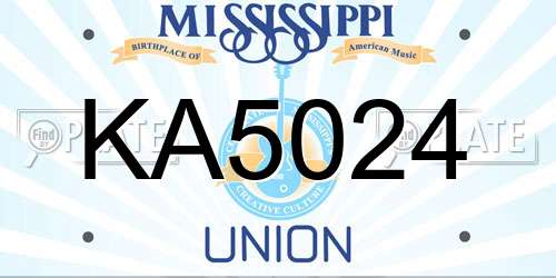 KA5024 Mississippi License Plate