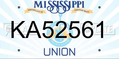 KA52561 Mississippi License Plate