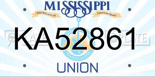 KA52861 Mississippi License Plate