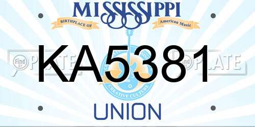 KA5381 Mississippi License Plate