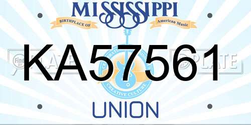 KA57561 Mississippi License Plate