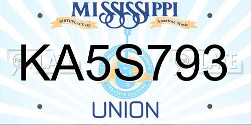 KA5S793 Mississippi License Plate