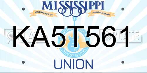 KA5T561 Mississippi License Plate