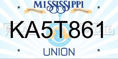 KA5T861 Mississippi License Plate