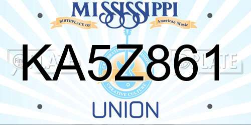 KA5Z861 Mississippi License Plate