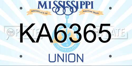 KA6365 Mississippi License Plate