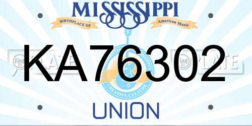 KA76302 Mississippi License Plate