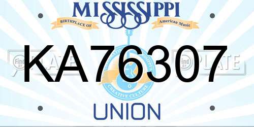 KA76307 Mississippi License Plate