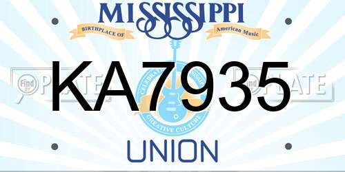 KA7935 Mississippi License Plate