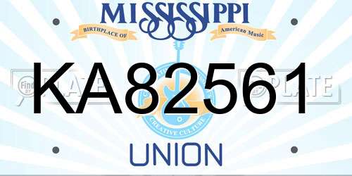 KA82561 Mississippi License Plate