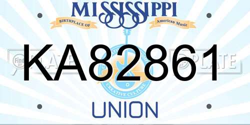 KA82861 Mississippi License Plate