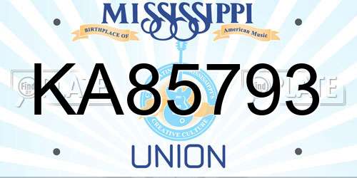 KA85793 Mississippi License Plate