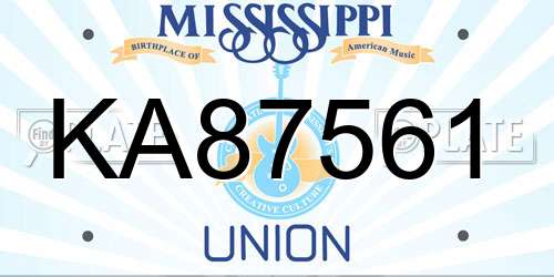 KA87561 Mississippi License Plate