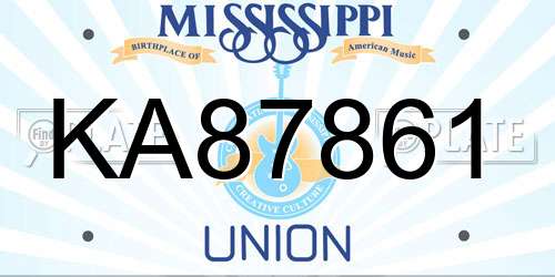 KA87861 Mississippi License Plate