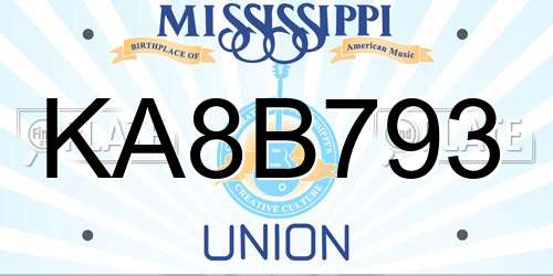 KA8B793 Mississippi License Plate