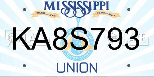 KA8S793 Mississippi License Plate