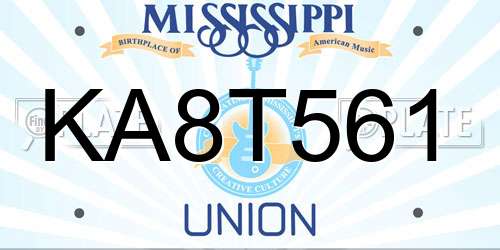 KA8T561 Mississippi License Plate