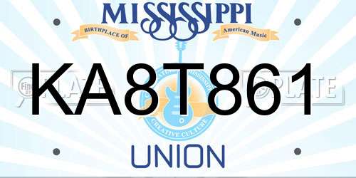 KA8T861 Mississippi License Plate