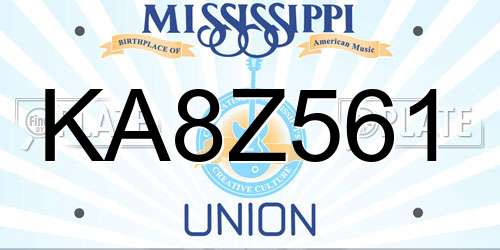 KA8Z561 Mississippi License Plate