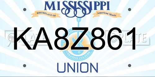 KA8Z861 Mississippi License Plate