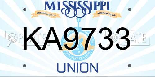 KA9733 Mississippi License Plate