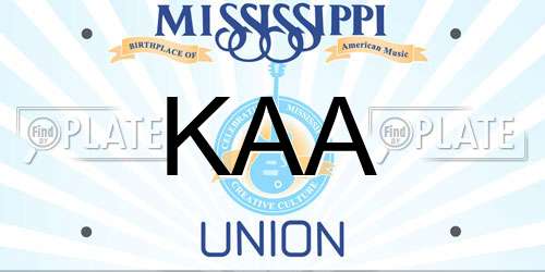 KAA Mississippi License Plate