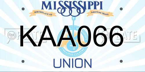 KAA066 Mississippi License Plate