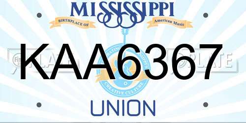 KAA6367 Mississippi License Plate