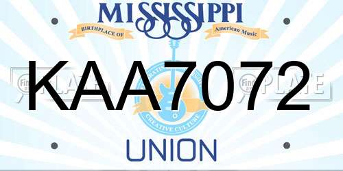 KAA7072 Mississippi License Plate
