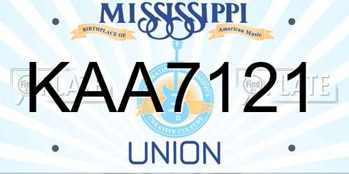 KAA7121 Mississippi License Plate
