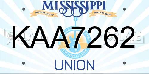 KAA7262 Mississippi License Plate