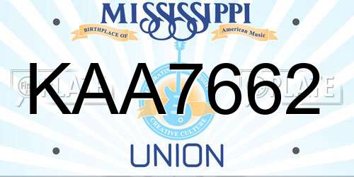 KAA7662 Mississippi License Plate