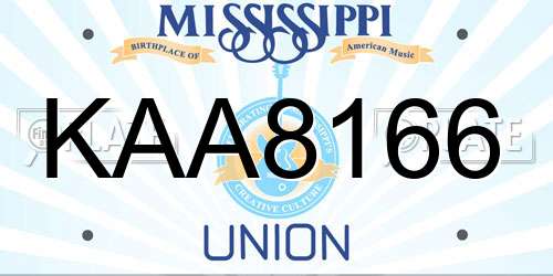 KAA8166 Mississippi License Plate