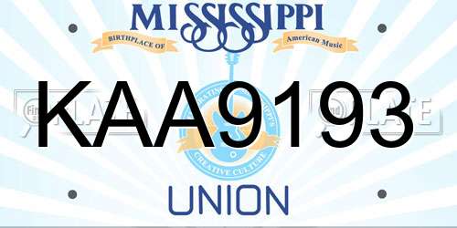 KAA9193 Mississippi License Plate