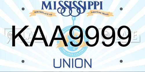 KAA9999 Mississippi License Plate