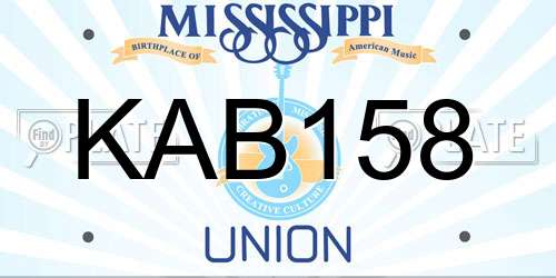 KAB158 Mississippi License Plate