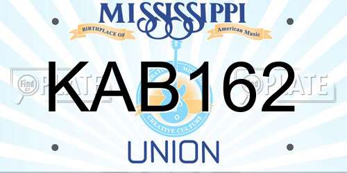 KAB162 Mississippi License Plate