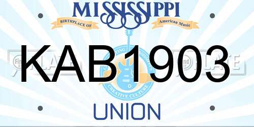 KAB1903 Mississippi License Plate