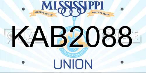 KAB2088 Mississippi License Plate