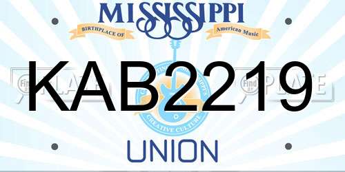 KAB2219 Mississippi License Plate