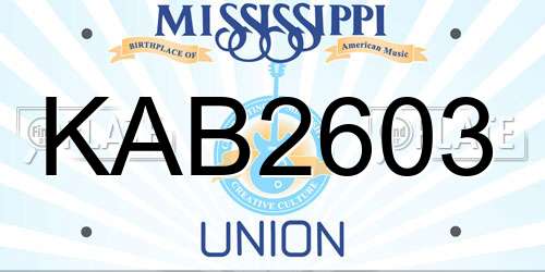 KAB2603 Mississippi License Plate