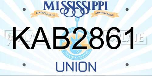 KAB2861 Mississippi License Plate