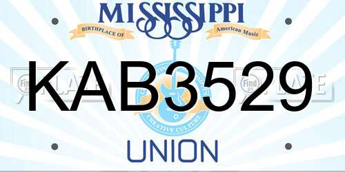 KAB3529 Mississippi License Plate