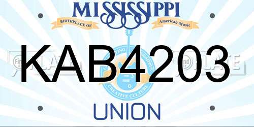 KAB4203 Mississippi License Plate