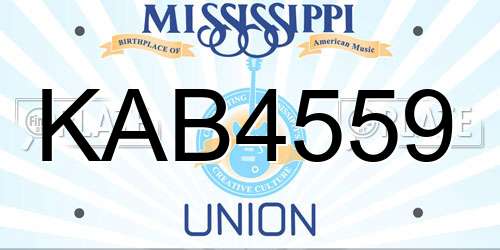 KAB4559 Mississippi License Plate